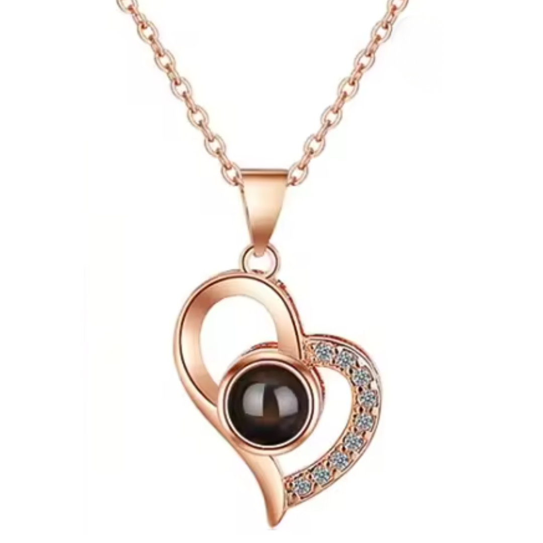 Colgante "Te Quiero" en 100 Idiomas y Rosa Roja Eterna